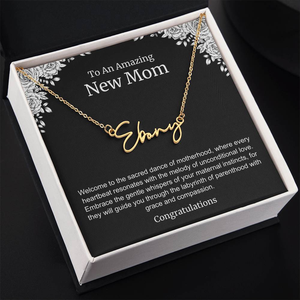 To An Amazing New Mom Personalized Script Name Necklace