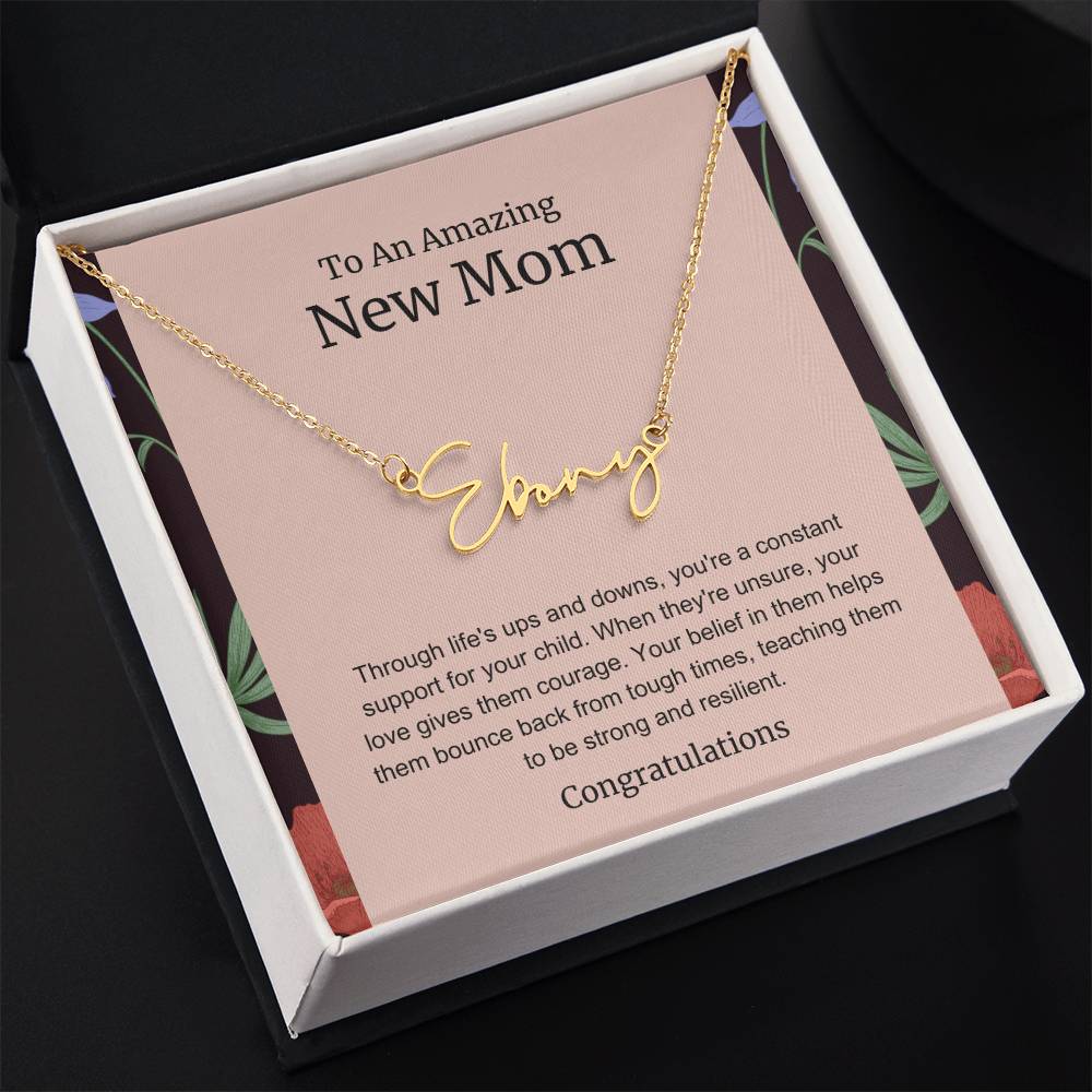 To An Amazing New Mom Personalized Script Name Necklace