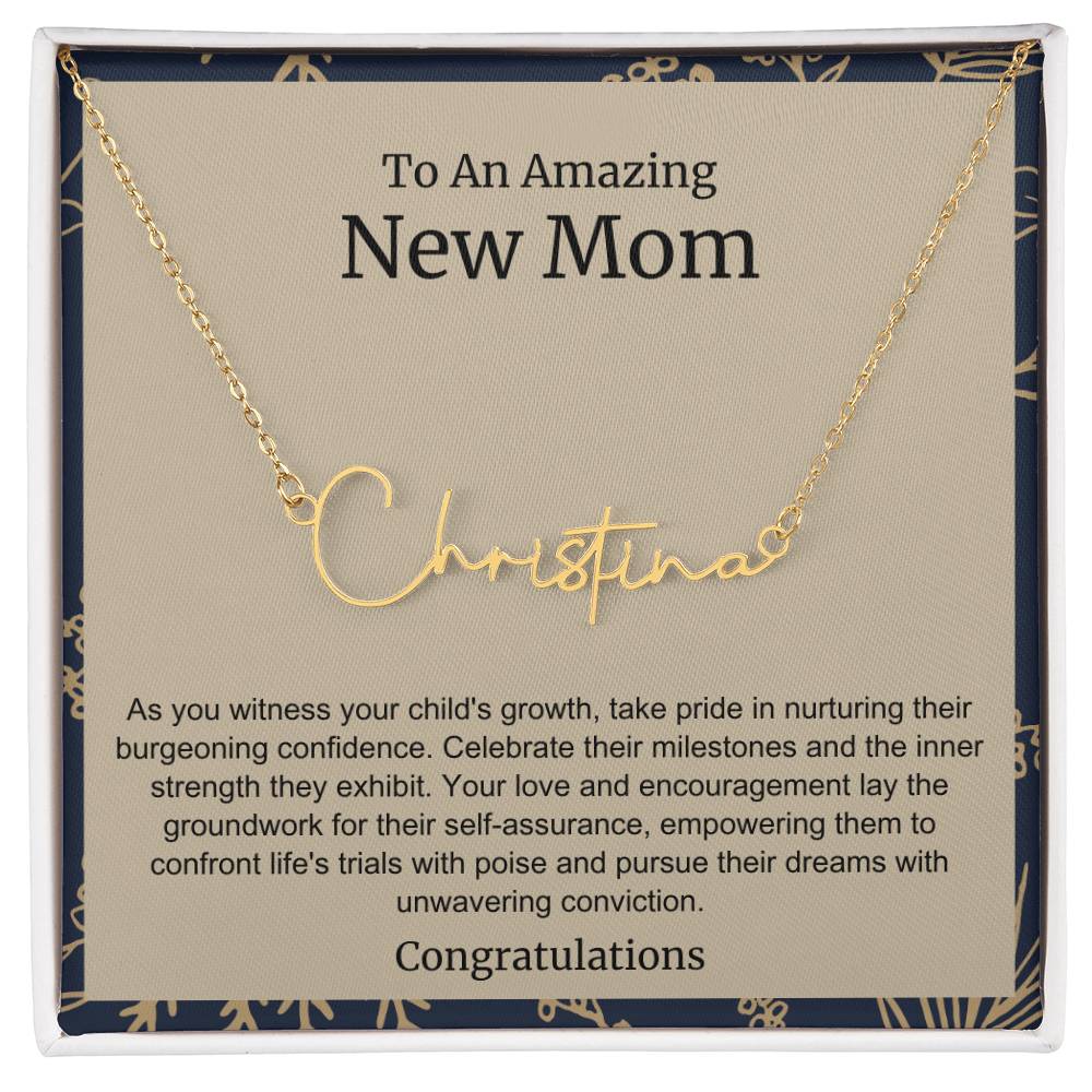 To An Amazing New Mom Personalized Script Name Necklace