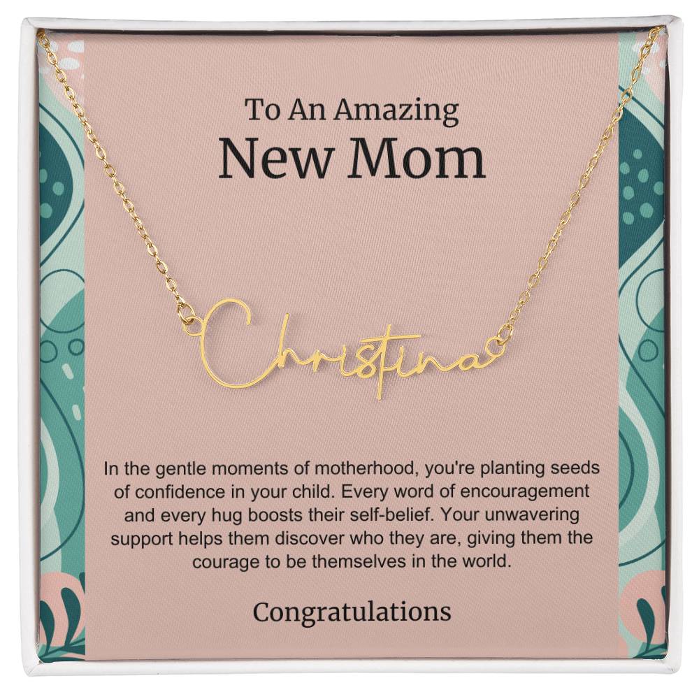 To An Amazing New Mom Personalized Script Name Necklace