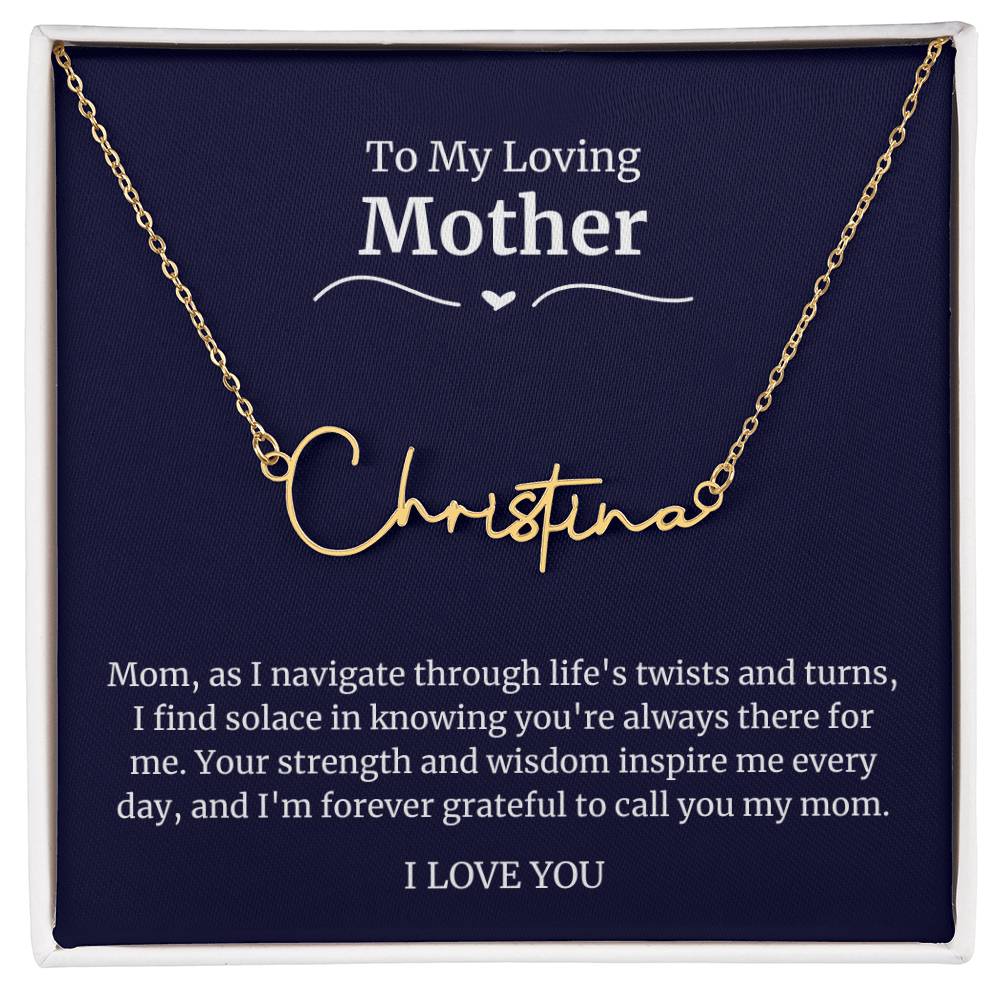 To My Loving Mother Script Name Necklace