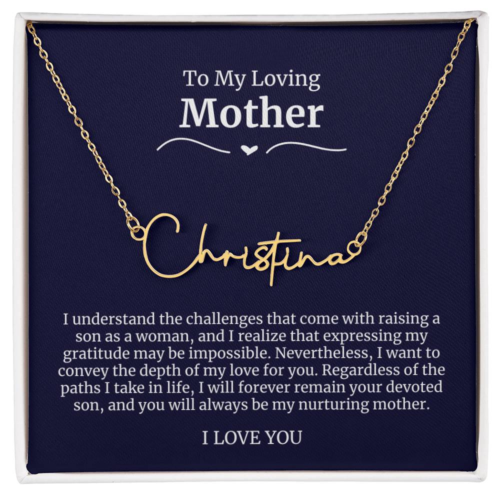 To My Loving Mother Script Name Necklace