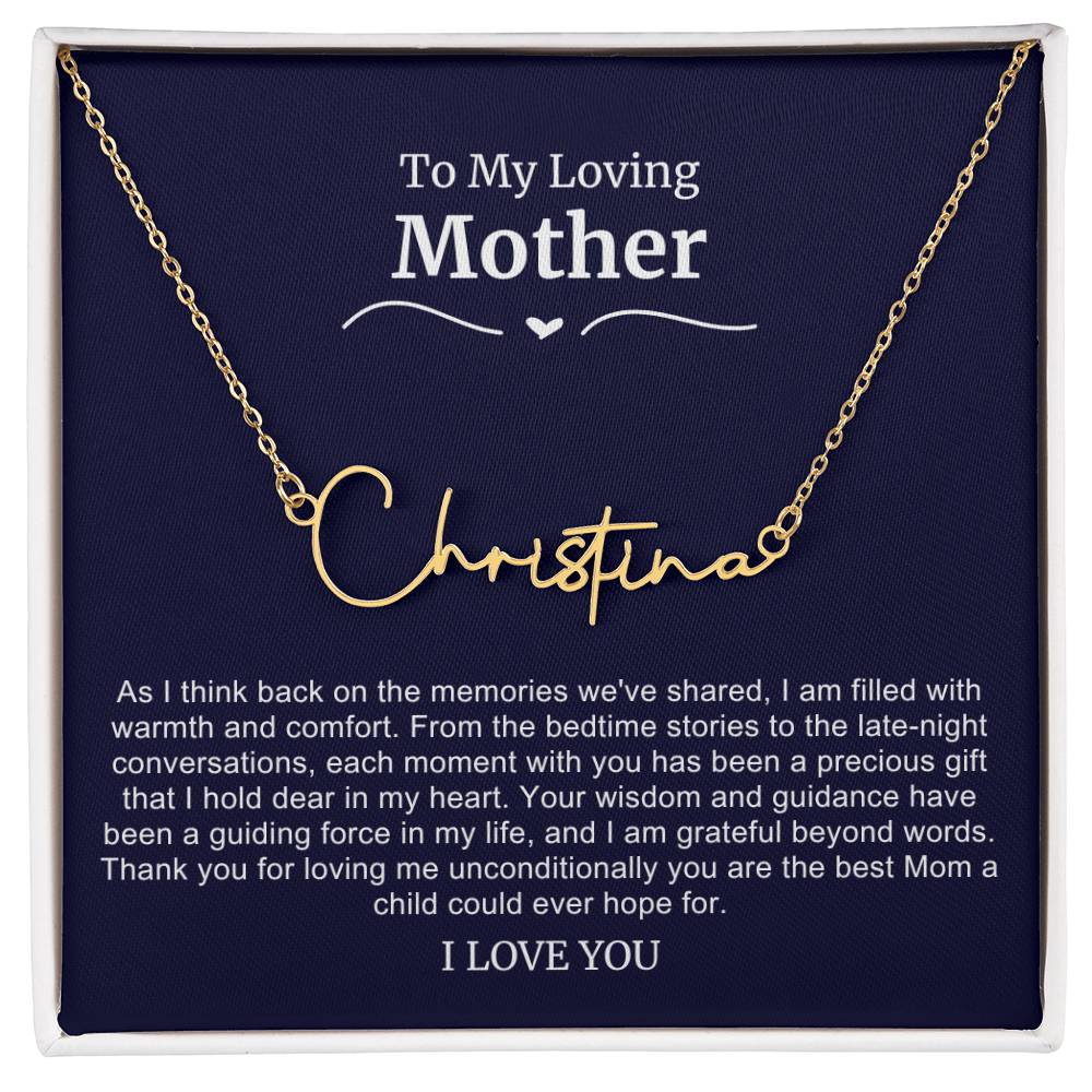 To My Loving Mother Script Name Necklace