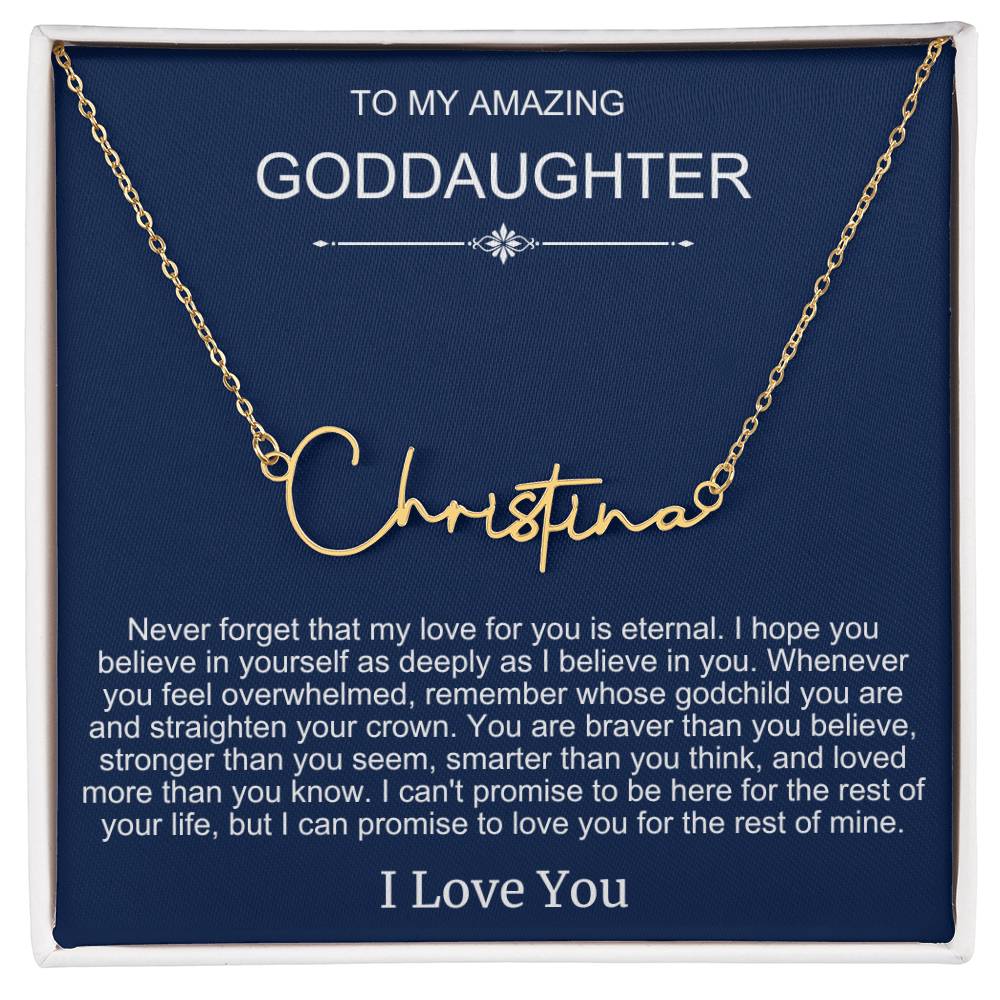 Beautiful Gift To Goddaughter from God Parent Name Necklace