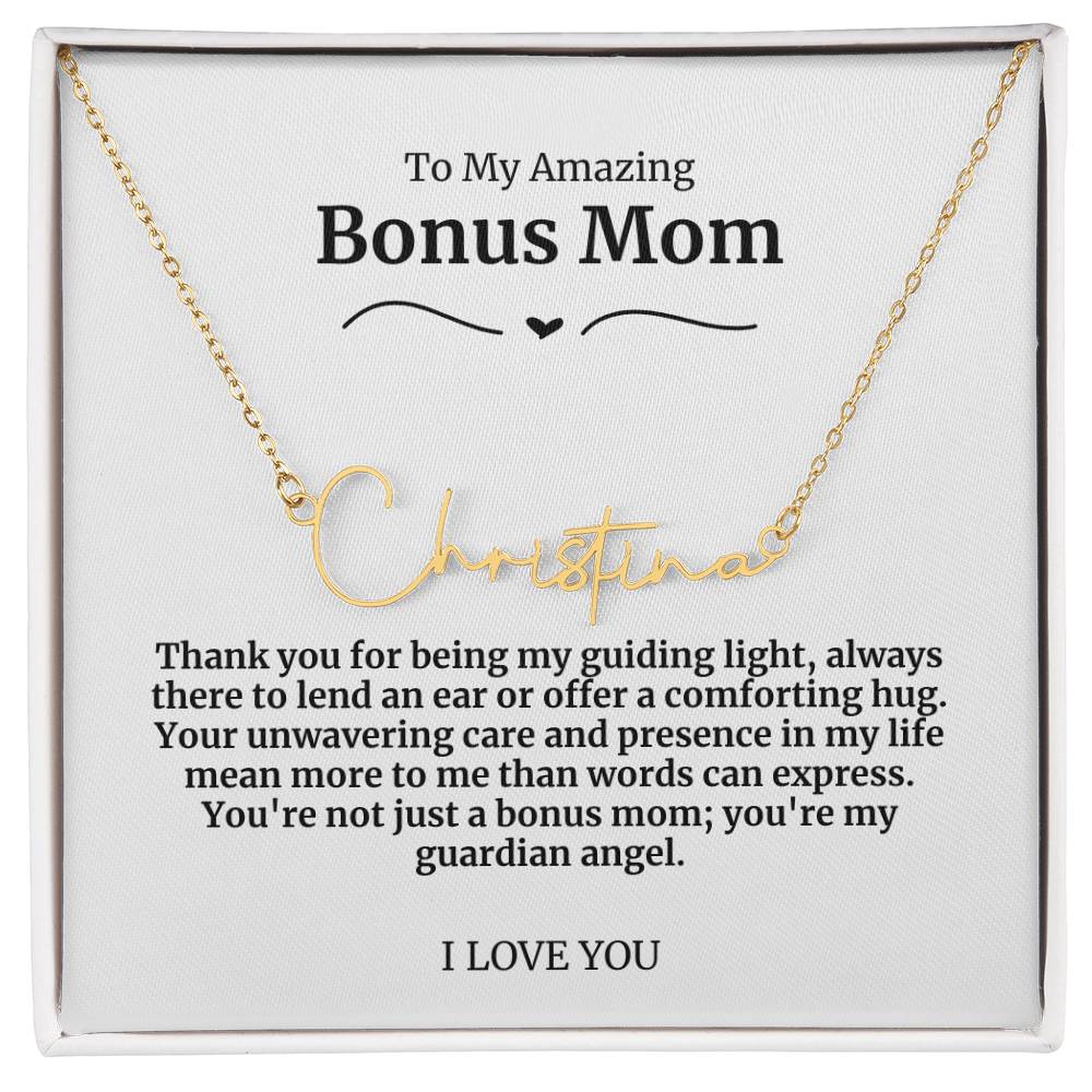 To My Amazing Bonus Mom Signature Necklace