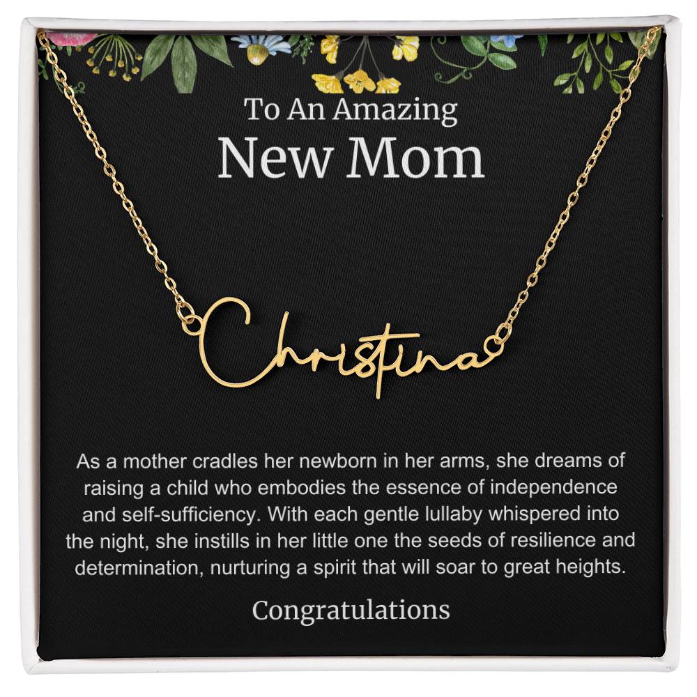 To An Amazing New Mom Personalized Script Name Necklace