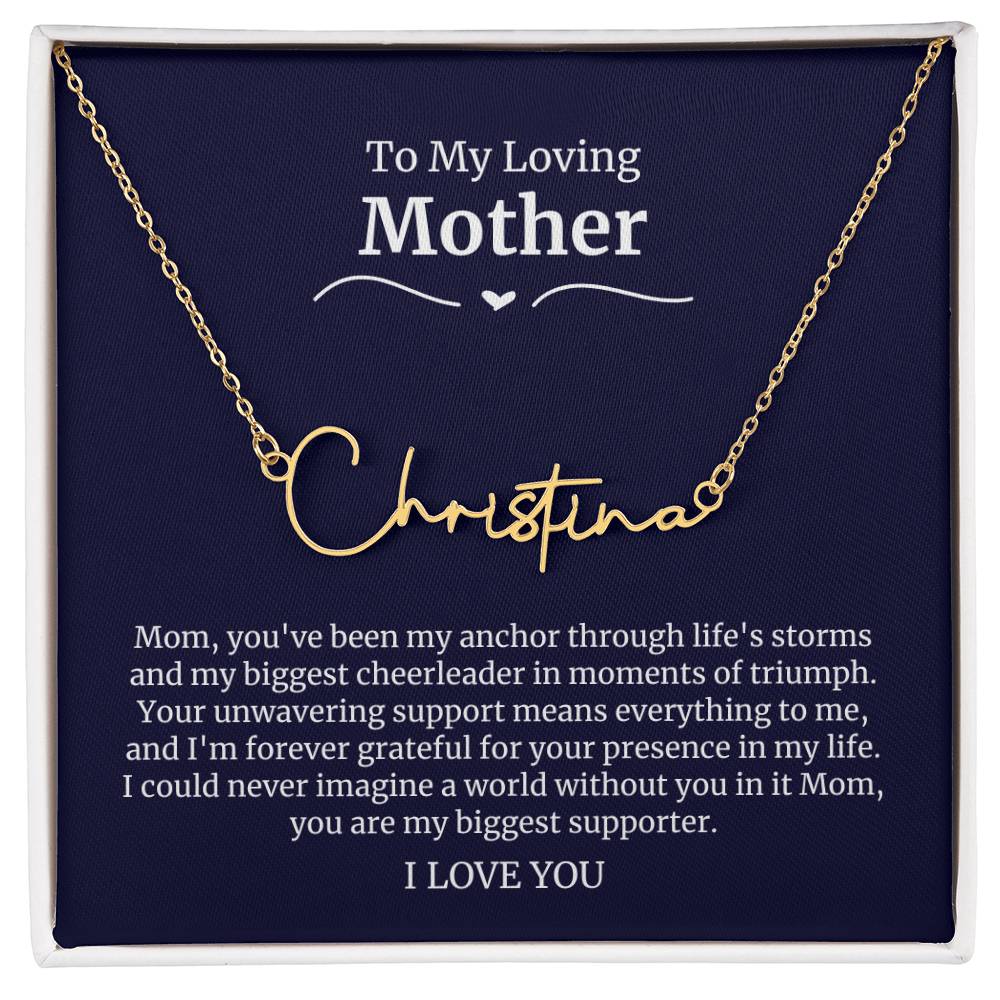 To My Loving Mother Script Name Necklace