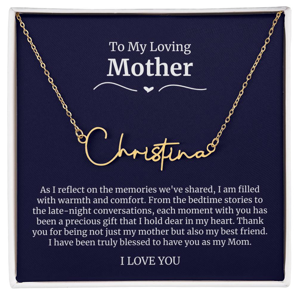 To My Loving Mother Script Name Necklace