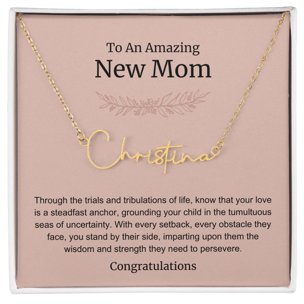 To An Amazing New Mom Personalized Script Name Necklace