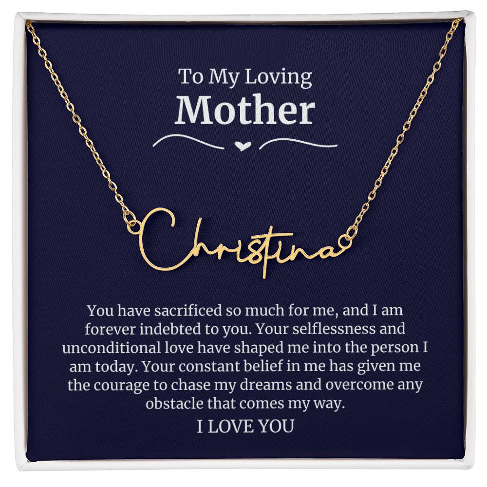 To My Loving Mother Script Name Necklace