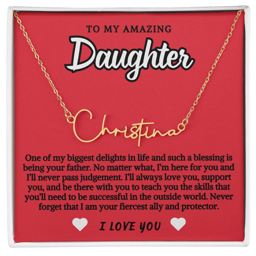 To Daughter From Father Script Personalized Name Necklace