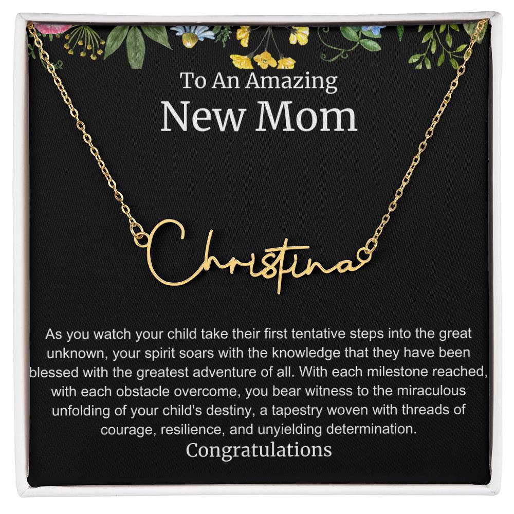 To An Amazing New Mom Personalized Script Name Necklace