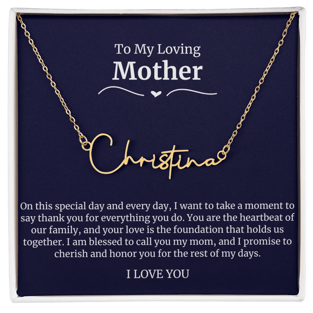 To My Loving Mother Script Name Necklace