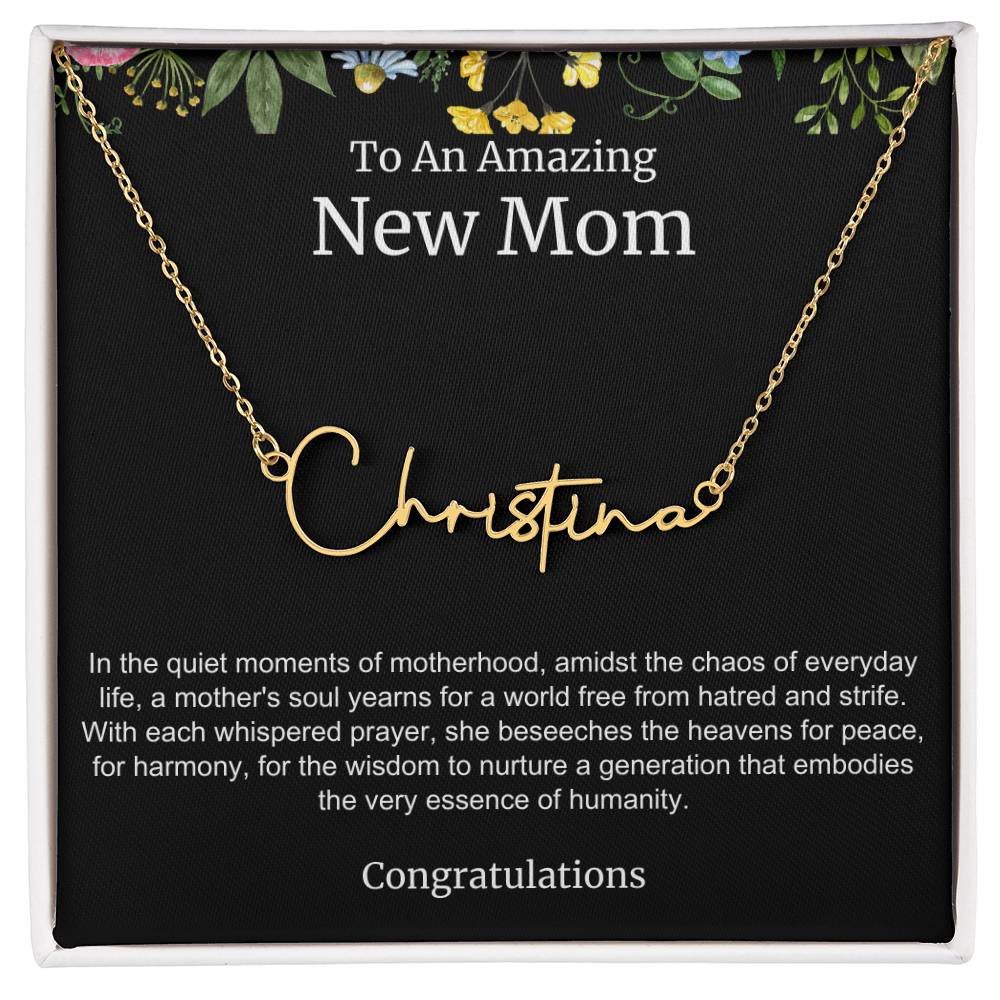 To An Amazing New Mom Personalized Script Name Necklace