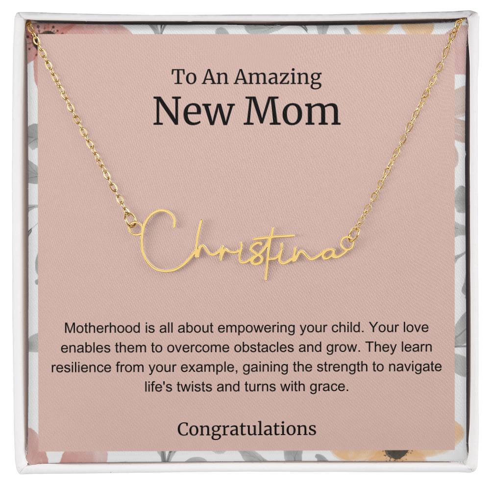 To An Amazing New Mom Personalized Script Name Necklace