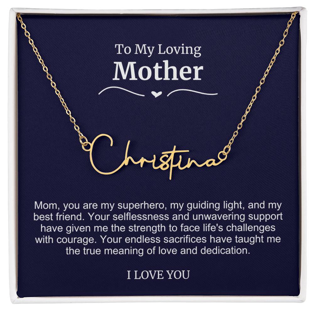 To My Loving Mother Script Name Necklace