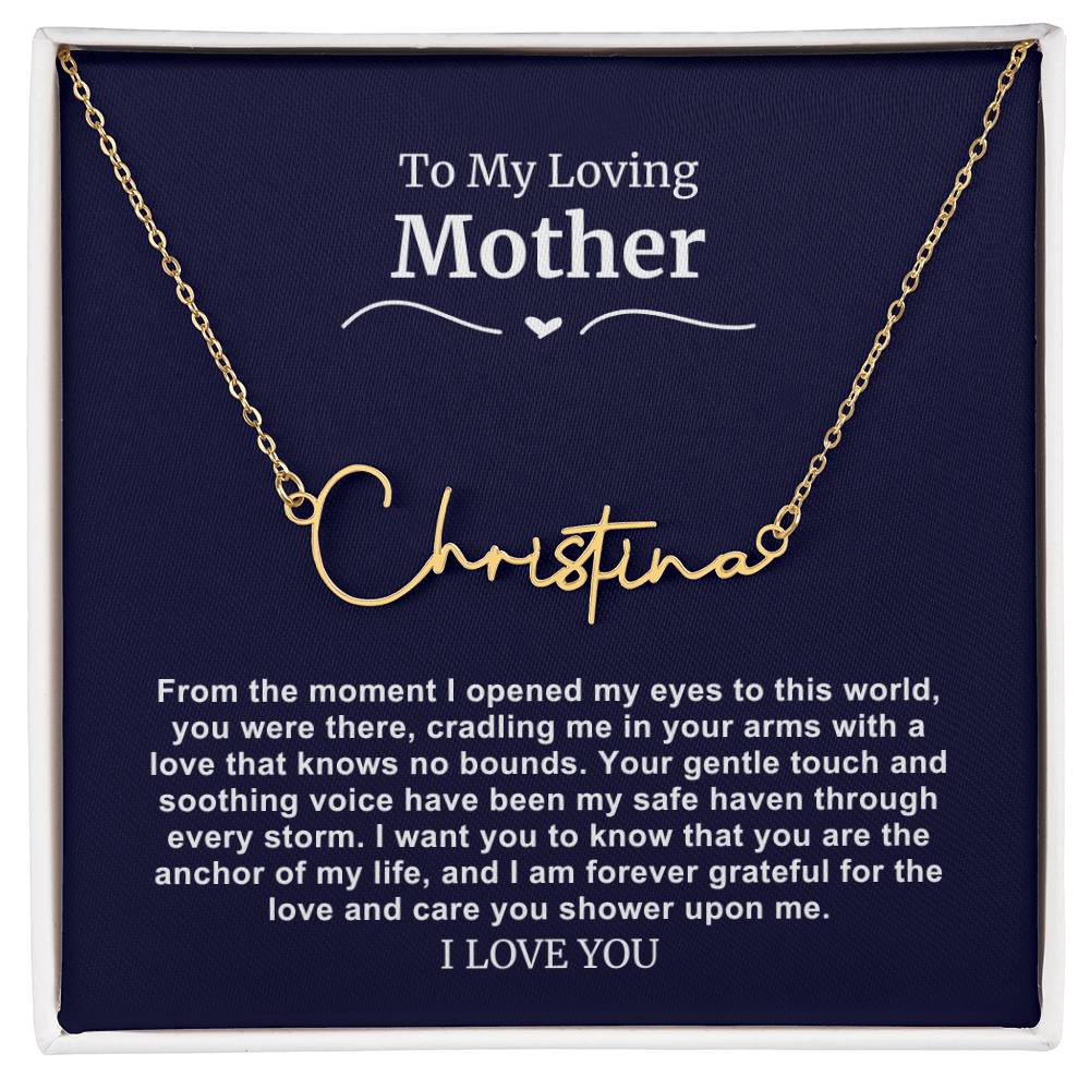 To My Loving Mother Script Name Necklace