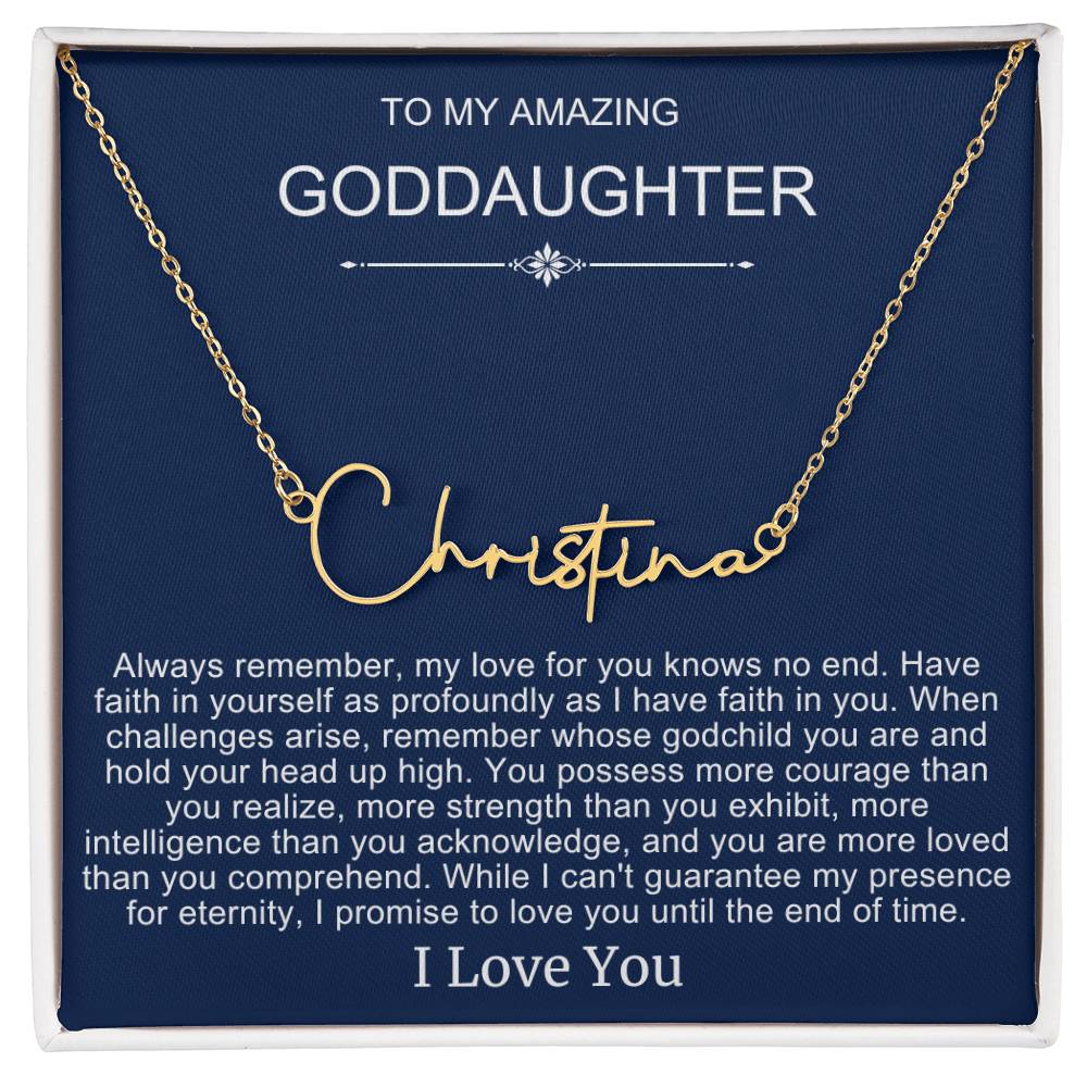 Beautiful Gift To Goddaughter from God Parent Name Necklace