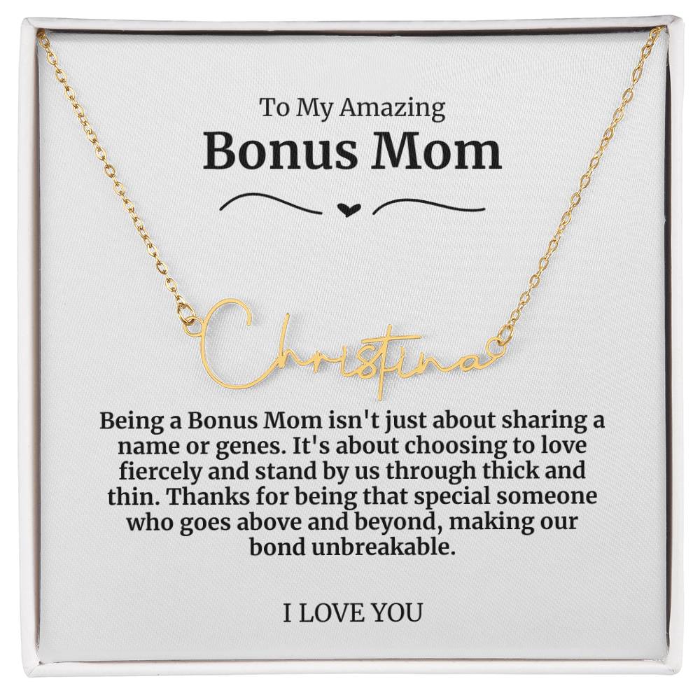 To My Amazing Bonus Mom Signature Necklace