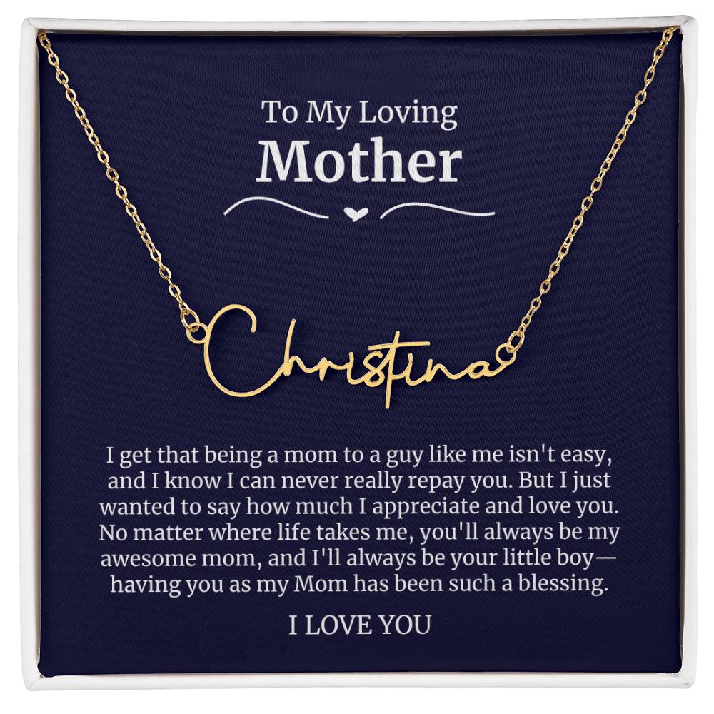 To My Loving Mother Script Name Necklace