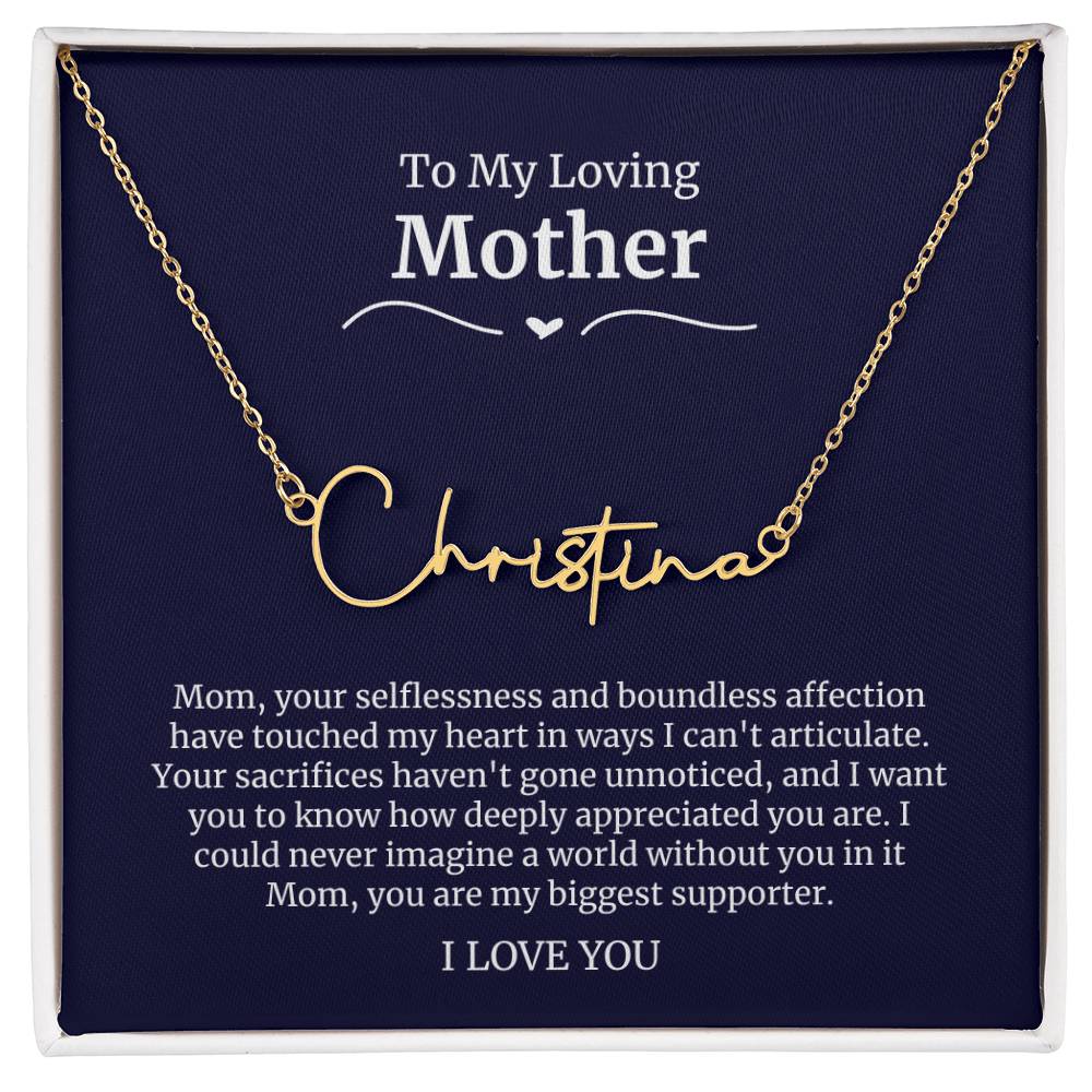 To My Loving Mother Script Name Necklace