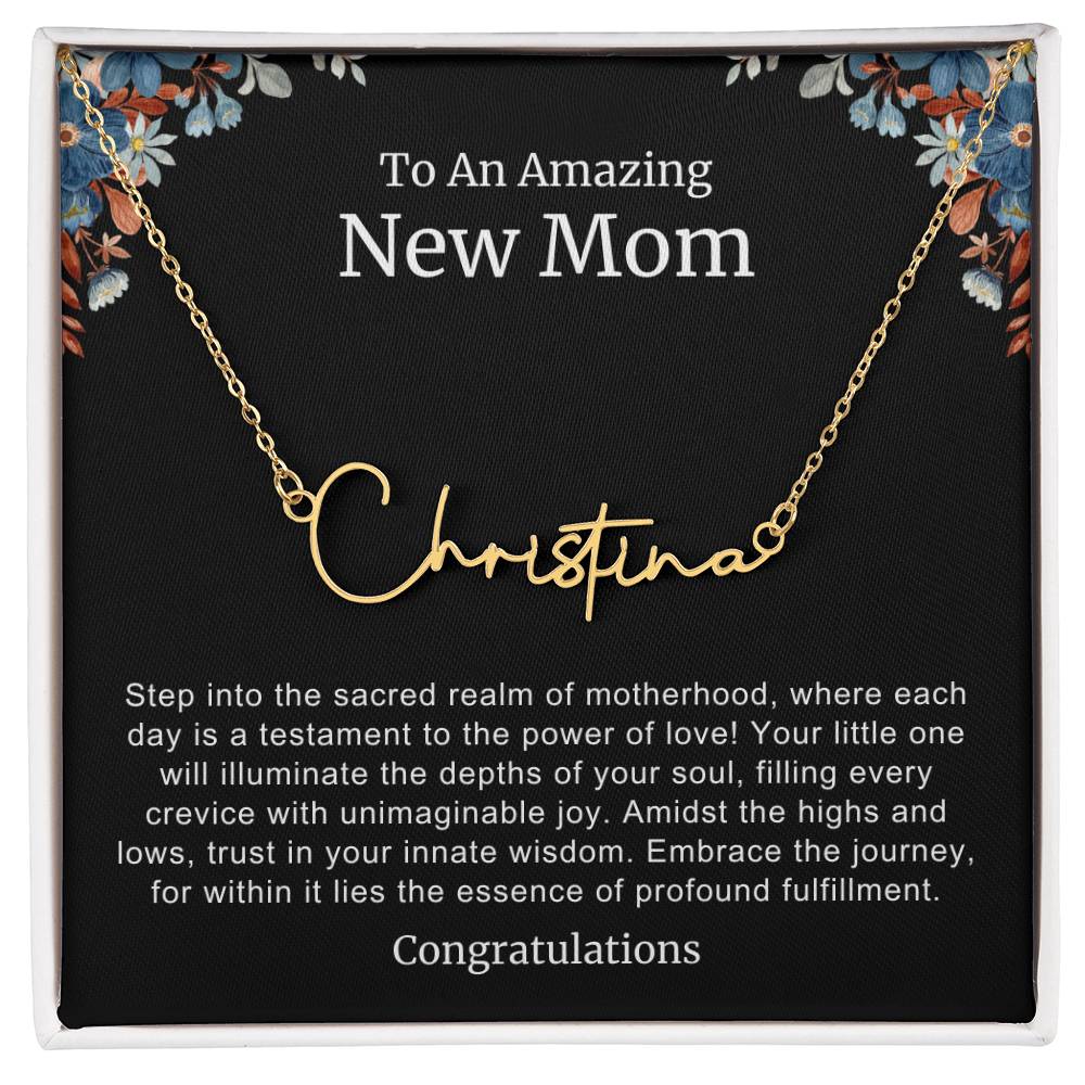 To An Amazing New Mom Personalized Script Name Necklace