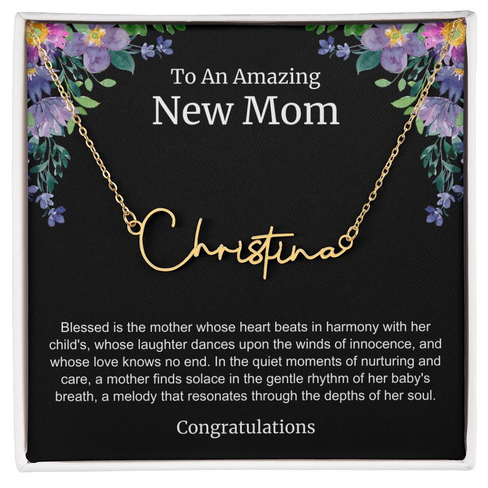 To An Amazing New Mom Personalized Script Name Necklace