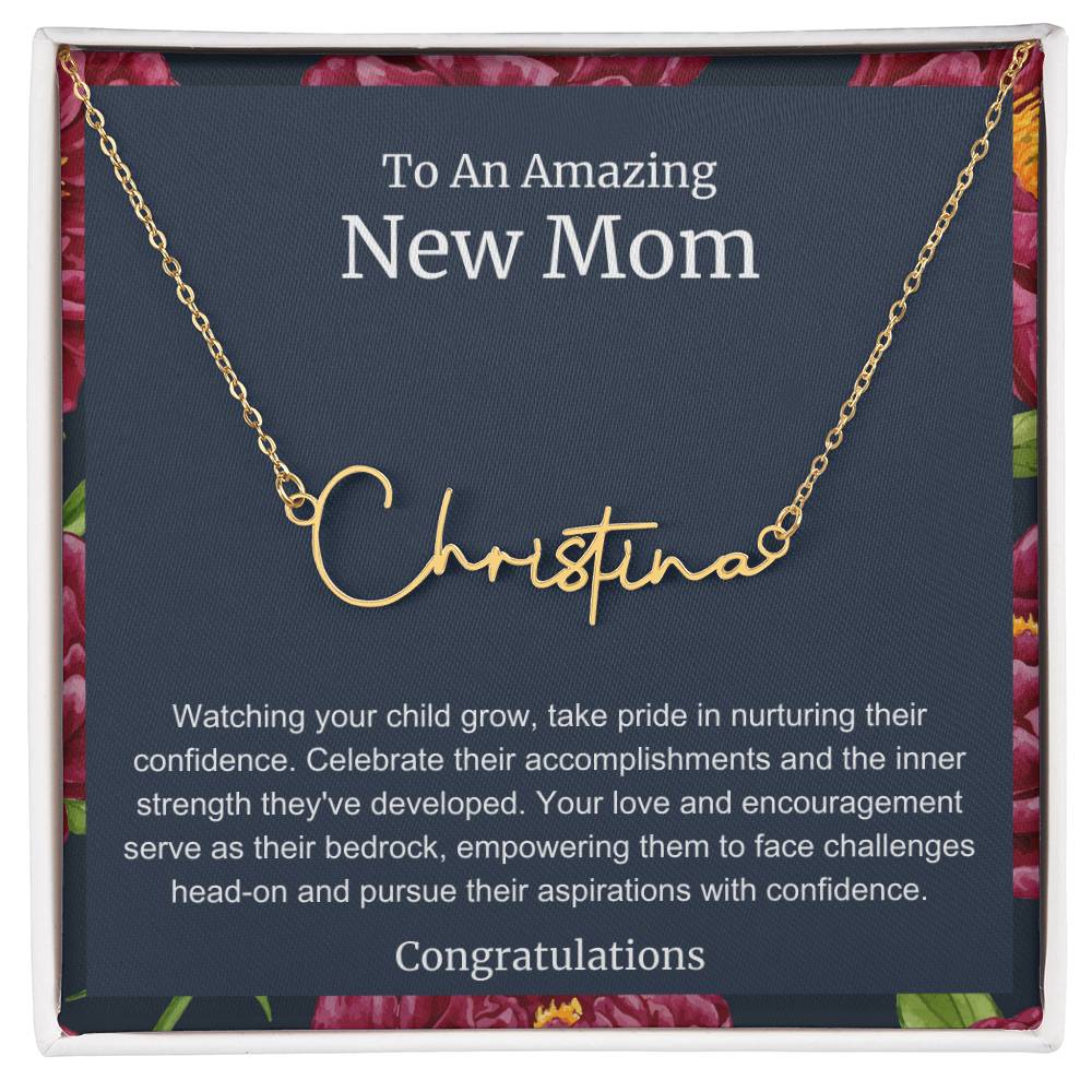 To An Amazing New Mom Personalized Script Name Necklace