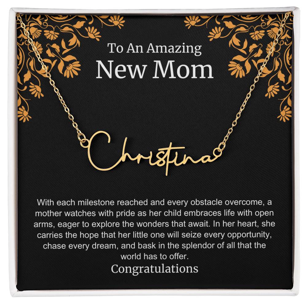 To An Amazing New Mom Personalized Script Name Necklace