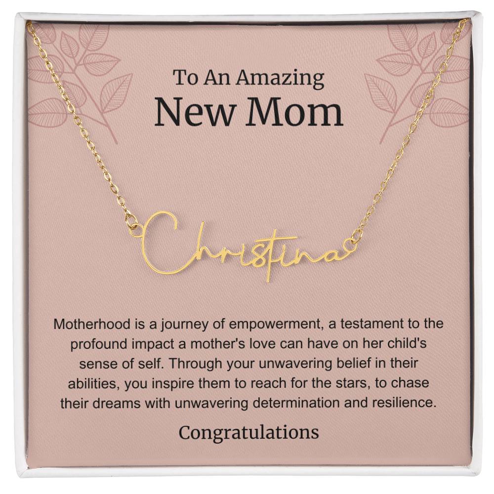 To An Amazing New Mom Personalized Script Name Necklace