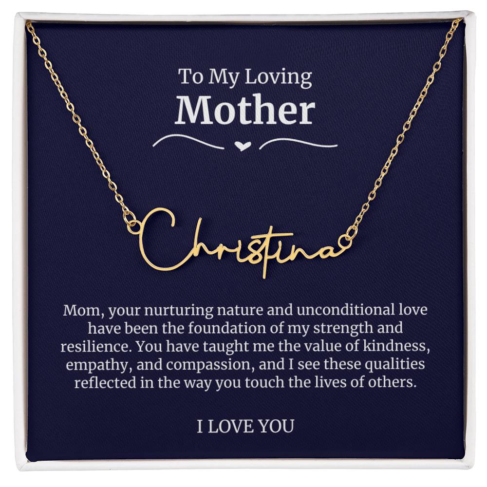 To My Loving Mother Script Name Necklace