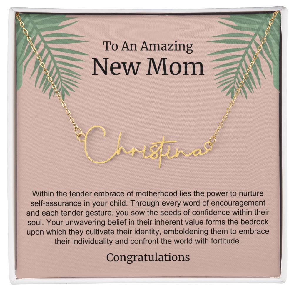 To An Amazing New Mom Personalized Script Name Necklace