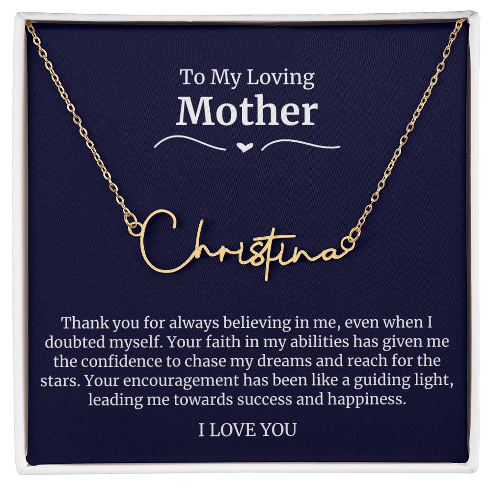 To My Loving Mother Script Name Necklace