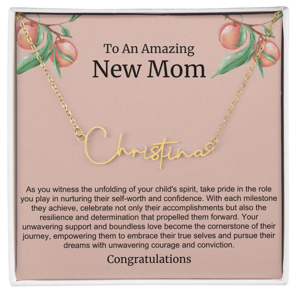 To An Amazing New Mom Personalized Script Name Necklace