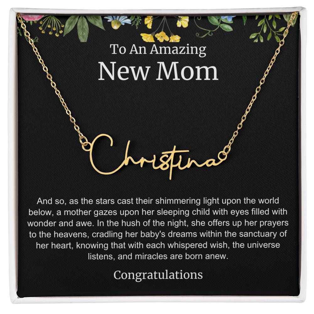 To An Amazing New Mom Personalized Script Name Necklace