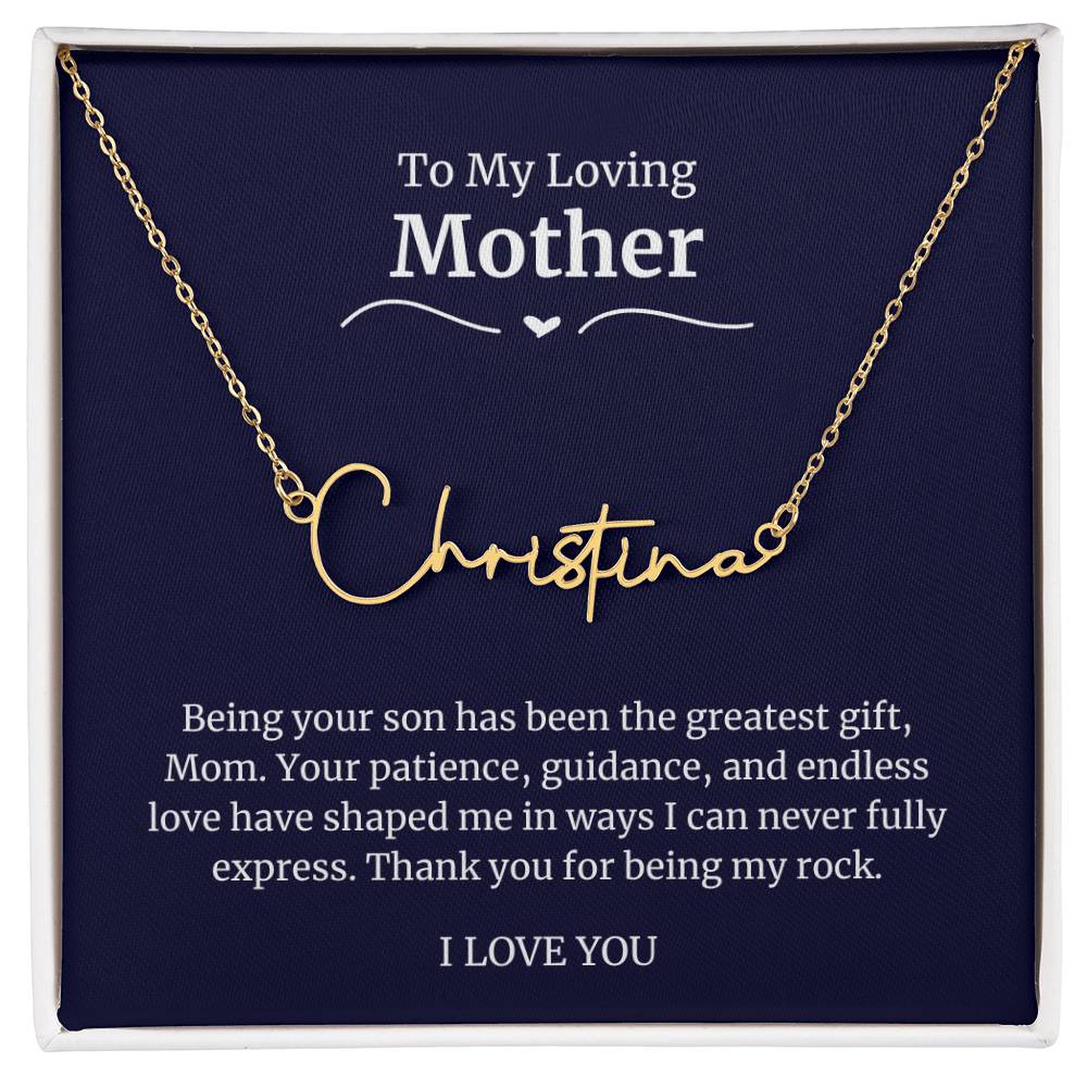 To My Loving Mother Script Name Necklace