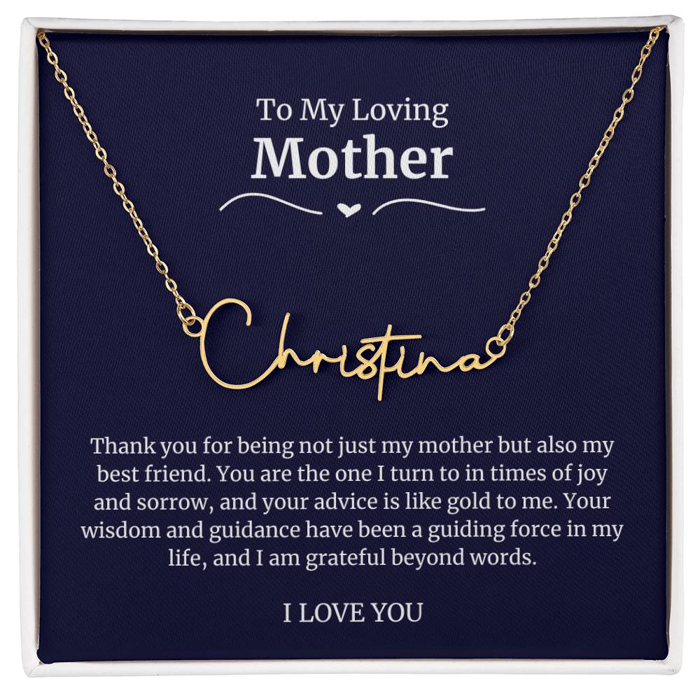 To My Loving Mother Script Name Necklace