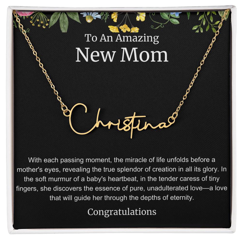 To An Amazing New Mom Personalized Script Name Necklace