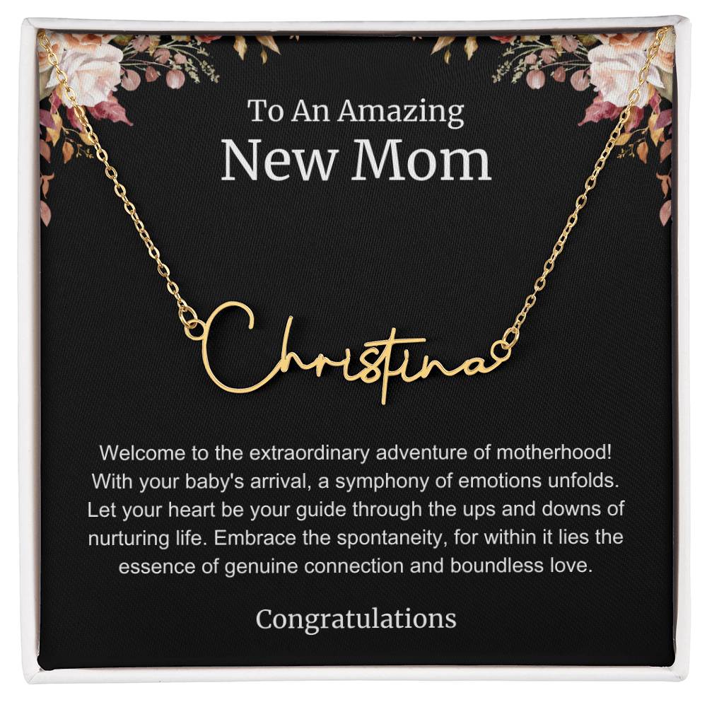 To An Amazing New Mom Personalized Script Name Necklace