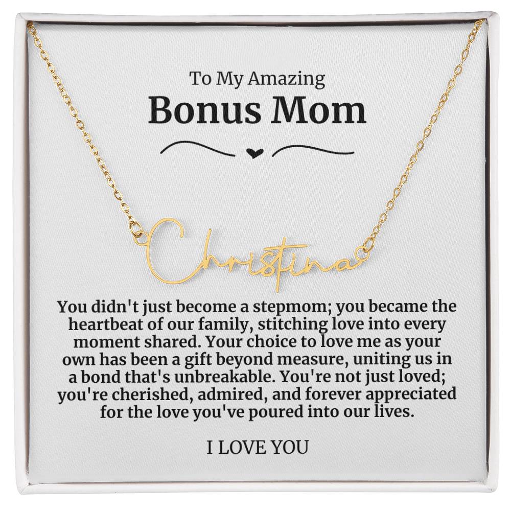 To My Amazing Bonus Mom Signature Necklace