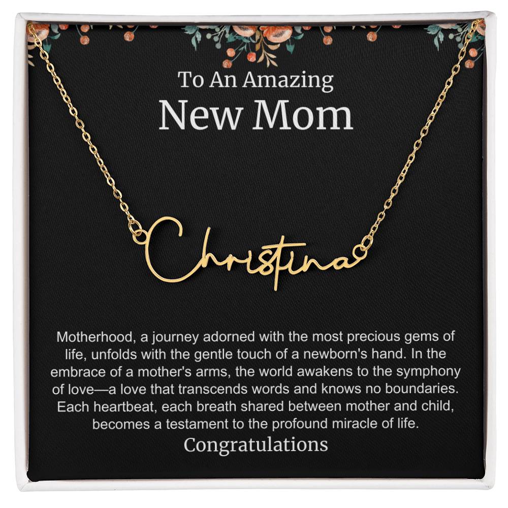 To An Amazing New Mom Personalized Script Name Necklace