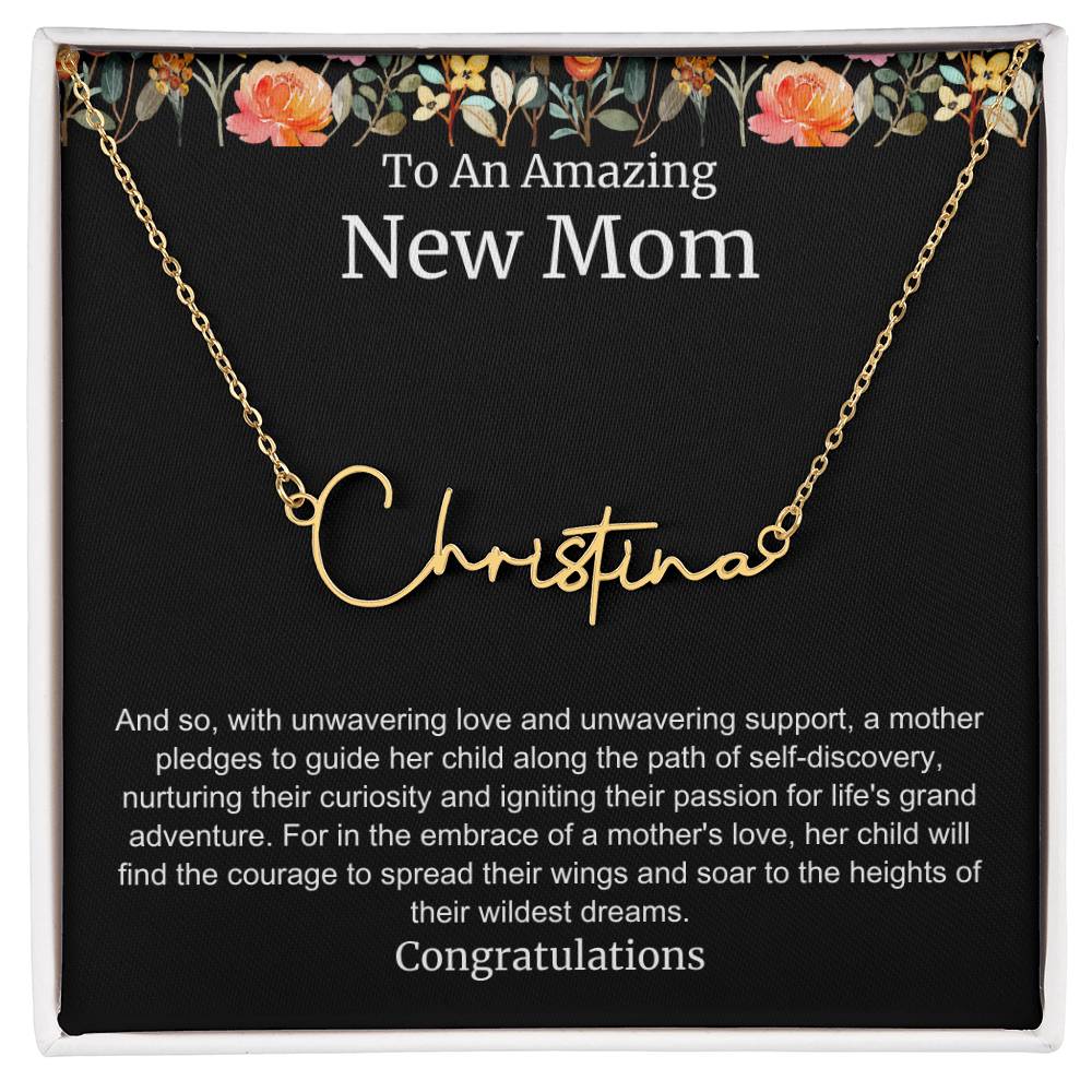 To An Amazing New Mom Personalized Script Name Necklace