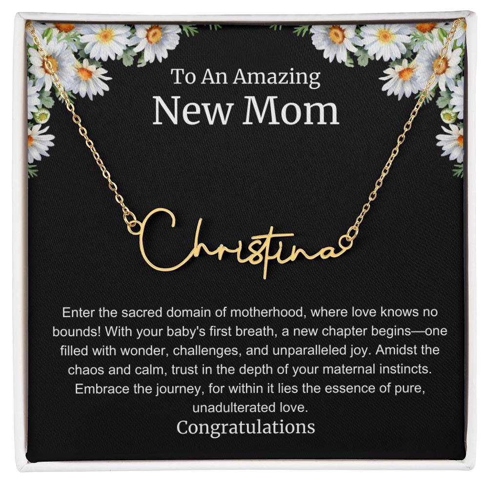 To An Amazing New Mom Personalized Script Name Necklace