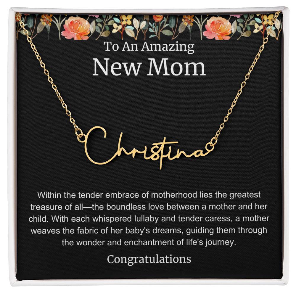 To An Amazing New Mom Personalized Script Name Necklace