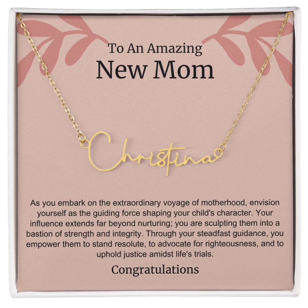 To An Amazing New Mom Personalized Script Name Necklace