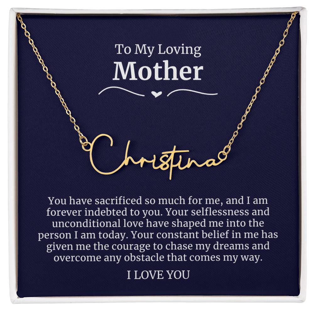 To My Loving Mother Script Name Necklace