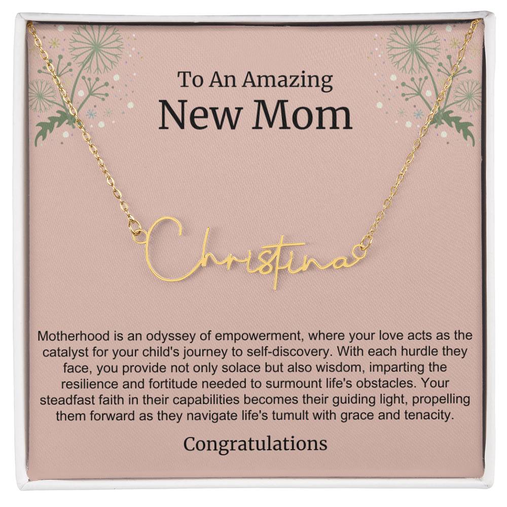 To An Amazing New Mom Personalized Script Name Necklace