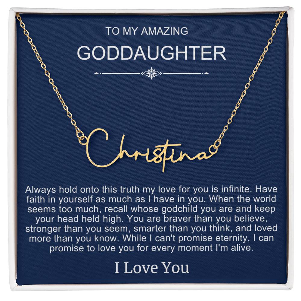 Beautiful Gift To Goddaughter from God Parent Name Necklace