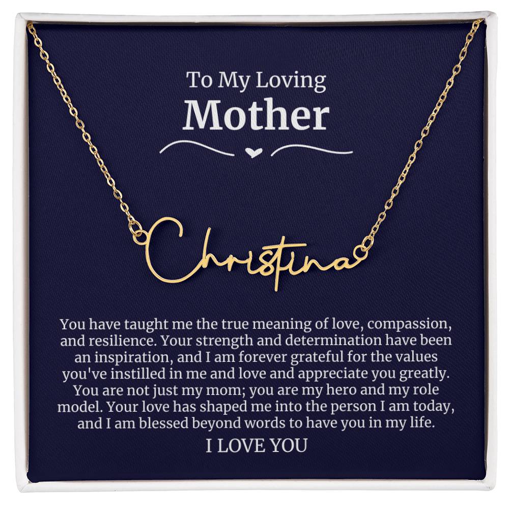 To My Loving Mother Script Name Necklace