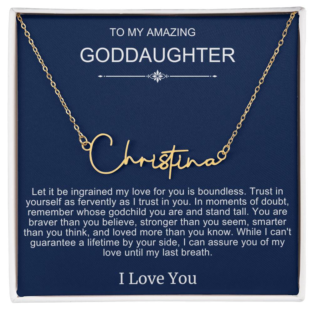 Beautiful Gift To Goddaughter from God Parent Name Necklace